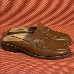 Madewell Elinor Slip On Loafer Mule Saddle Leather Brown J8489 Women’s Size 9.5